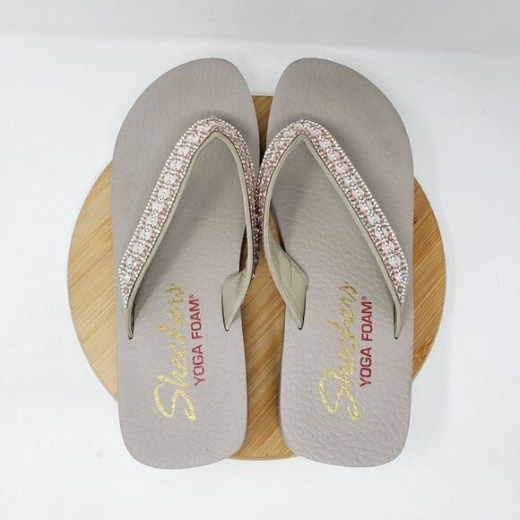 Skechers Sandals Womens 9 Cali Vinyasa Glory Flip Flop Rhinestone Platform Shoes - Picture 8 of 14